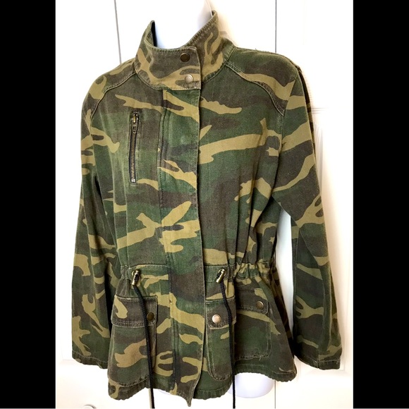 BLANK NYC Brigade Camo Military Jacket Coat Army Olive Green Long Sleeves - Picture 2 of 11